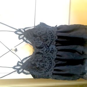 NWOT Black lace and polyester top